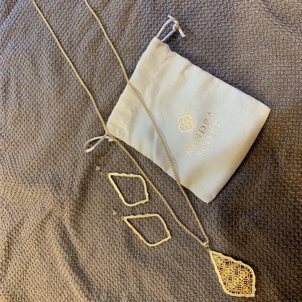 Kendra Scott Gold Earring and Necklace
